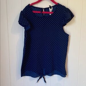 Navy Polka Dot Kids Blouse
